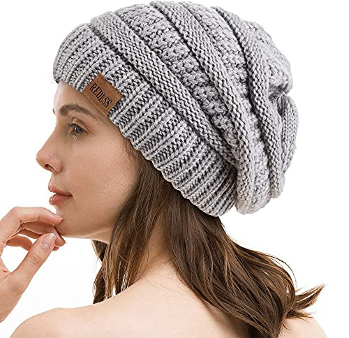 REDESS Slouchy Beanie Mütze für Herren und Damen Winter Warm Chunky Soft Oversized Zopfstrickmütze