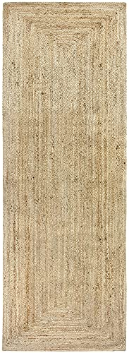 HAMID Rug Jute Runner Alhambra Natural Colour, Jute Rug, Area Rug 100% Jute Fibre Hand Wovem, Braided Rug for Home, Living Room, Floor Carpet..(200x80cm)