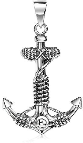 Anker Anhänger Silber 925 Herren Schmuck antik oxidiert KA-285 | Maritimer Kettenanhänger für Halsketten 23 x 38mm aus massivem 925 Sterling Silber von MATERIA by Matthias Wagner
