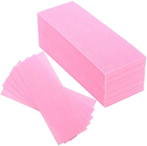 Waxing Strips Pink Non-Woven Removal Wax Strip Facial Body Wax Strip Sheet Removal Wax Paper for Facial Leg Bikini Cleaning and Removal (100 Pieces)