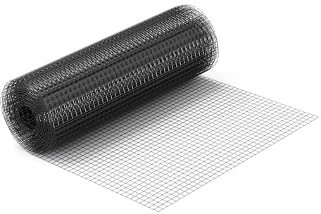 Malla de alambre cuadrada 25x25mm de color negro, rollo 5m largo y 100cm alto, de acero galvanizado
