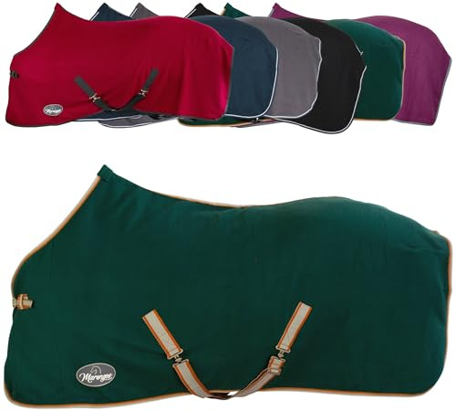 Marengos - Abschwitzdecke Economic mit Halsteil – viele Farben & Größen | Pferdedecke mit Frontschnalle, Schweifkordel, Widerristpolster & abnehmbaren Gurten – atmungsaktive Fleecedecke