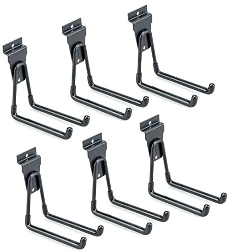 ATOOLA Slatwall Accessories, Black Slatwall Hooks, Garage Utility Hooks for Slatwall, 6 Pack Medium U Hook