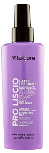 Vitalcare | PRO Liscio - Latte Lisciante, Protezione dal Calore di Phon e Piastra, Azione Anticrespo, con Cheratina e Olio di Avocado