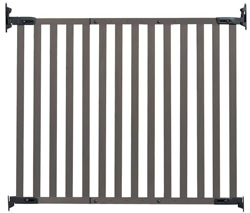 KidCo G2304 Sicherheitsgitter aus Bambus, Winkelmontage, Oberkante Treppe, Schnellentriegelung, Babygitter, Grau