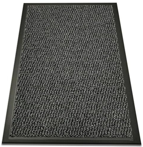SAFRI Grey Hallway Runner Rug 120x180cm Barrier Mat Heavy Duty Indoor Outdoor Dirt Trapper Door Mat Non-Slip Entrance Rug Shoes Scraper Absorbent Carpet