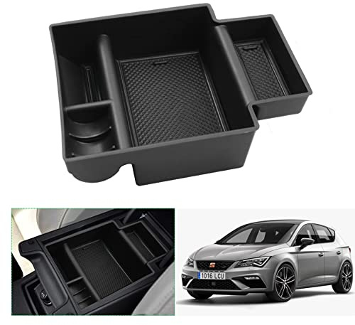 GAFAT Seat Leon MK3 5F ST FR/C*upr-a Leon 2012-2019 Mittelkonsole Armlehne Aufbewahrungsbox Mittelarmlehne Organizer Tray (Schwarz)
