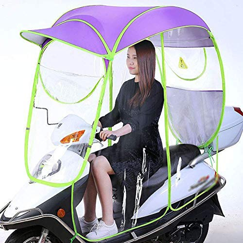 lkpqdwqz Universal Bicycle Electric Fully Enclosed Folding Waterproof Umbrella, Sun Shade Rain Cover, Motor Bicycle Sun Visor Shade, Motorcycle Umbrella (for Type with Mirror),purple