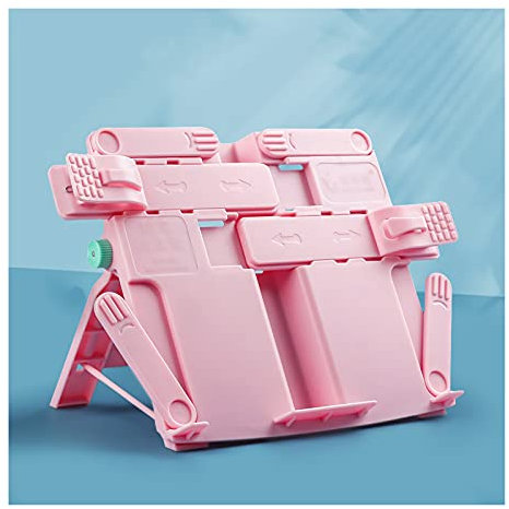 dxzsf Buchständer 8 x 8-Zoll-Laptop/Buch/Musik-Stand-Tablett, 180 ° Einstellbarer Buchseitenhalter, faltbares Lehrbuch Stehen für Zuhause, Schule, Bibliothek Leseständer/Kochbuchhalter (Color : Pink)