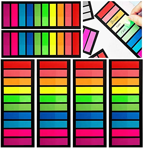 1200 Stück Haftstreifen Haftmarker Film,Beschreibbare Haftnotizen Tabs,10 Farben Klebemarkierungen Kleine Fahnen,Klebezettel Flaggen Index Tabs Page Marker für Seitenmarkierung(A-Rechteck)