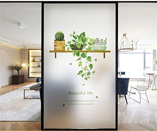 Fensterfolie Selbsthaftend Sichtschutz Glasfolie Wärmeisolierung Sonnenschutzfolie, Anti-UV Statische Fensterfolien für Zuhause und Büro Pflanze Blumenständer 45x200 cm