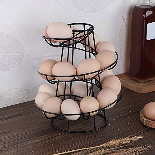 Estante de almacenamiento de cocina en espiral para huevos, estante de metal para cocina, estante dispensador de huevos en espiral, estante de almacenamiento de metal para cocina, huevo duro