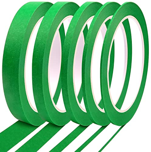 DOAY 5 Rolls Pinstripe Tape - Masking Tape 1/16, 1/8, 1/4, 1/2, 3/4 - Thin Painters Masking Automotive Tape for DIY, Car, Auto, Paint, Art, Tumblers (Green)
