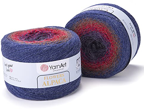 YarnArt Flowers Alpaca 2 x 250 Gr Rainbow Hook Winter Yarn 500 Gr 20% Alpaca - 80% Acrilico - Color:Multicolore 439