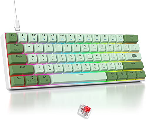 Fogruaden Tastiera meccanica da gioco Matcha al 60%, interruttore rosso al 60%, retroilluminazione RGB, cablata con copritasti MDA PBT per PC portatili Win/Mac