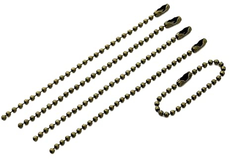 MAHAVIMOKSA 200 Stück Verbindungsverschluss Kugelketten Schlüsselanhänger Anhänger 2,4 mm Perle 120 mm lang (Antik-Bronze)