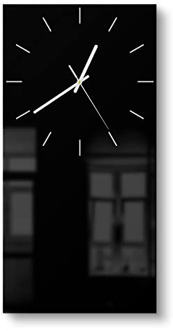 DEQORI Glasuhr | horizontal 30x60 cm | Unifarben - Schwarz | große XXL Design Uhr aus Glas | leise Wanduhr für Wohnzimmer & Küche | moderne Hingucker Uhr für die Wand
