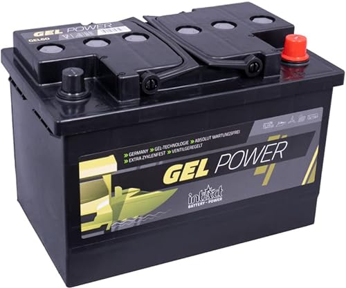 intAct GEL Versorgungsbatterie 12V 60Ah - speziell für Camping, Wohnmobil und Boote - auslaufsichere und wartungsfreie GEL-Batterie - Maße (LxBxH): 278x175x190mm, Pluspol rechts