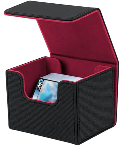 Mcbazel Classic Elegant Deck Box for MTG Cards, Fits 100+ Single Sleeved Cards, Black&Red