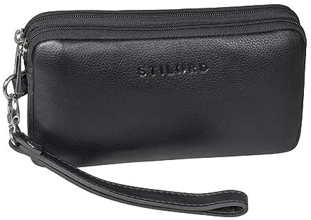 STILORD Richie Pochette da Polso Uomo Vera Pelle Borsello Piccolo a Mano per Cellulare Viaggio Elegante Borsa Cinturino Polso in Pelle Pregiata Colore:nero
