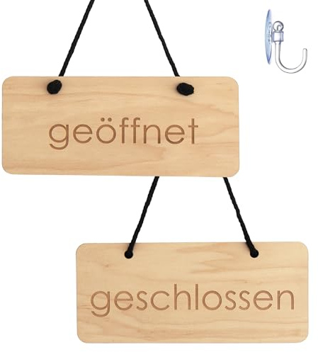 Smile BB Cartel Geöffnet Geschlossen para Tiendas, Negocios, Cartel en Madera con Ventosa