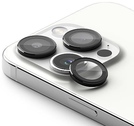 Ringke for iPhone 15 Pro Max Camera Lens Protector, Black (1P) | Camera Lens Frame Glass, Individual Metal Ring Cover, 9H Anti-Scratch Tempered Glass, Easy Installation Tray