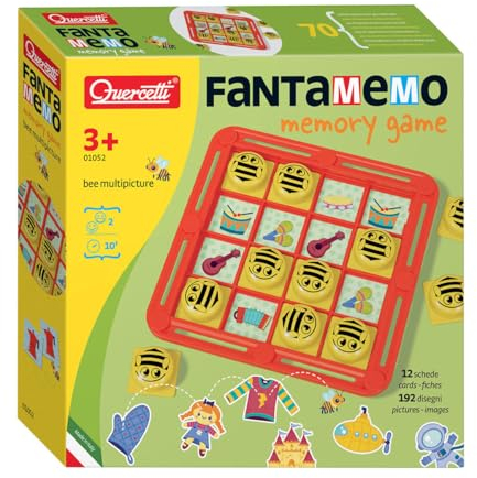 Quercetti - 1052 Fantamemo Biene - Multithema Karten - Gedächtnisspiel für Kinder, Gedächtnisspiel und Assoziationsspiel