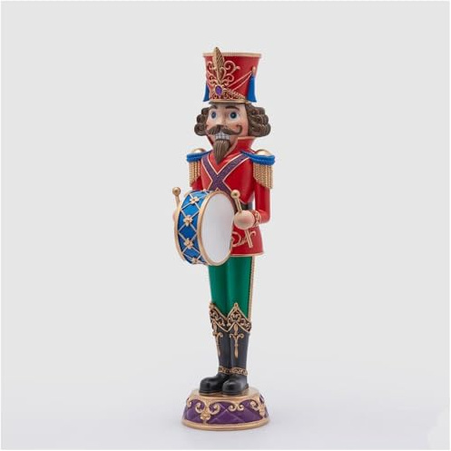 EDG - Soldado Cascanueces navideño Enzo De Gasperi de resina con tambor 14x14xH50 cm