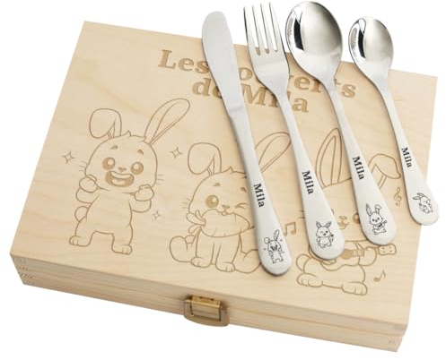 Amikado - Coffret Couverts pour Enfant Personnalisés (Lapins)