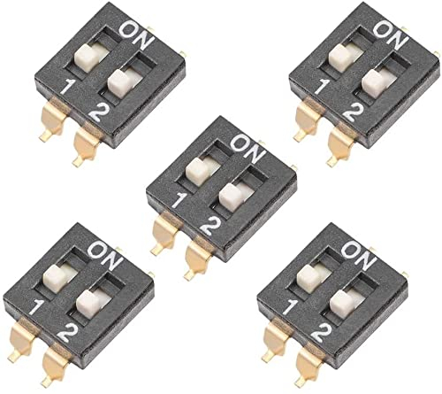 XYWHPGV 5 Stück Schwarzer SMD DIP-Schalter 1-2 Positionen 2,54 mm Raster für Leiterplatten-Leiterplatten(0ee3f 402fd d1647 3564d b54d6 f3167