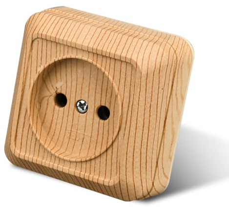 Wandsteckdose für Oberflächenmontage, Wandsteckdosen Set, Wandsteckdosen Innen 250V AC 16A, Holzmaserung Steckdose ohne Erdung