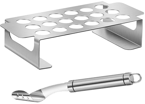 EnMart Grillhalter für Jalapenos, Jalapeno Halter, Hähnchenkeulen Grillständer, Jalapeno Grill Rack mit Entkerner, Edelstahl, BBQ Tool for Cook Chili Chicken Legs Wings