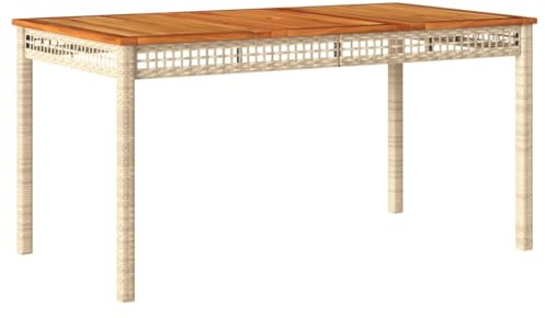 vidaXL Mesa de jardín ratán sintético Madera Acacia Beige 140x80x75 cm