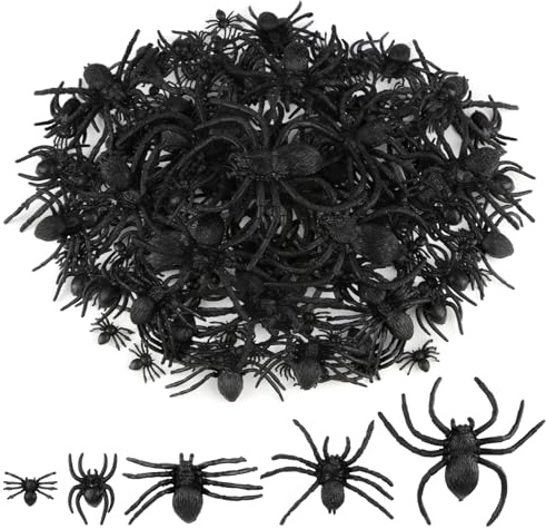 70 stück Halloween Deko Spinnen aus Kunststoff, 5-Größen Halloween Spinnen Deko, Schwarz Spider Spielfiguren Halloween Dekoration, Realistische Lustige Halloween Tischdeko für Drinnen und Draußen