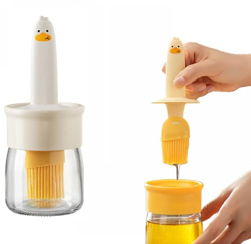zhongguoqiaomao 2 Pcs Botella de Aceite con Cepillo de Silicona recipiente aceite portátil con cepillo Herramienta Para Hornear Para Cocina cepillo aceite para cocinar hornear acampar y barbacoa