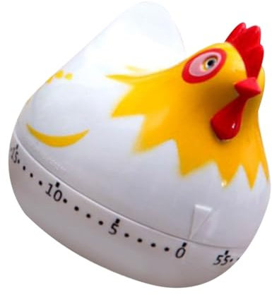 Amosfun Hen Kitchen Timer Mechanical Cooking Reminder White Plastic Cartoon Timer for Baking and Cooking