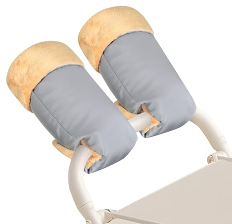 JUMUAO Handwärmer Kinderwagen,Winddicht Stroller Handmuff mit Fleece Innenseite,Kinderwagen Handschuhe Wasserfest Atmungsaktiv,Universalgröße für Kinderwagen Buggy (Grau)