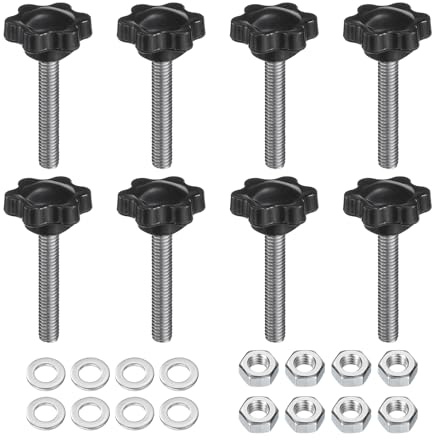 QUARKZMAN 8 Stück Rändelschraube Sterngriffmutter M6 x 35mm Metrisch 304 Edelstahl männliches Gewinde 25mm Rändelmutter 6-Stern Kunststoff Gewindestift Handknöpfe Griffe Daumenschrauben