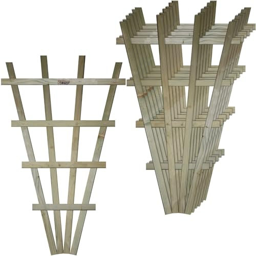 Small Fan Shaped Pack of 7 2x3ft (W: 2ft x H: 3ft) Frameless Decorative Lattice Trellis Panel Plant Grown Wall/Fence Art with Large Standard Squares Width 610mm x Height: 990mm