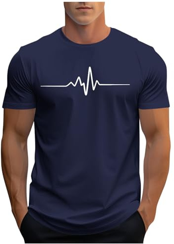 Tee Shirt Homme Sport Tshirt à Manches Courtes T-Shirts Ete Imprimé Teeshirt Col Rond Haut D'Été Streetwear Grande Taille Fin Cut Top Coton Délavé Habit Casaul Vêtements