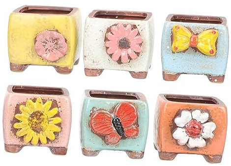 BESPORTBLE Lot De 6 Mini Pots De Fleurs Décoratifs en Céramique pour Plantes D'intérieur Motif Mignon