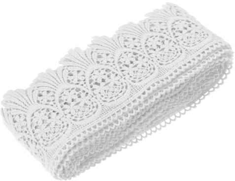 QUARKZMAN Spitzenborte aus Baumwolle im Vintage-Stil Häkelspitze 3 Zoll x 4,8 Yard Bleichstretch-Spitzenkante Band für DIY Scrapbooking Kleidung Vorhang Tischdecke Überwurf Stoff