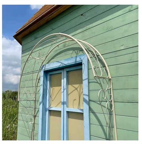 HFVUYAR Gartenbogen, Metallgitter für Terrassen, Rosenbögen zur Wandmontage – Dekorativer Bogen aus Schmiedeeisen für Kletterpflanzen, Blumen, Weinreben – Ideal für Gärten, Fenster, Veranden (weiß)