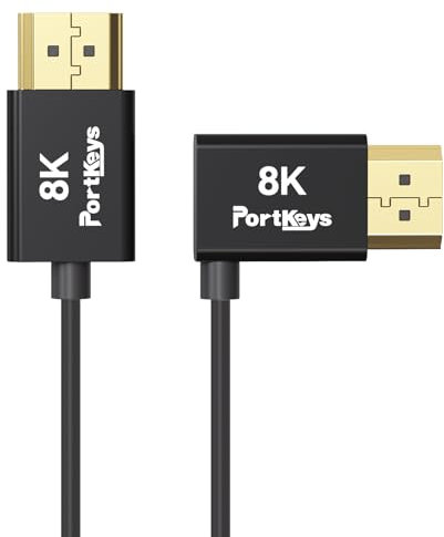 Portkeys Cable HDMI Ultrafino 2 Unidades, Coaxial de 10 Núcleos, Diámetro 2,4 mm, Mapeo Completo 19 PIN, 8K@60Hz 4K@120Hz, HDMI A‑A de Alta Velocidad para TV, PC y Gaming (1m y 30cm 2 Unidades)