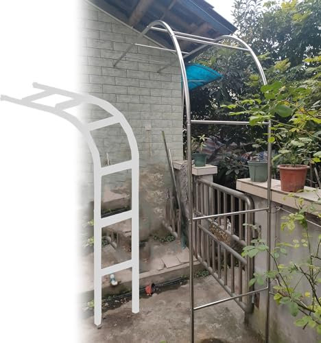 Arche de jardin 2,4 m - Treillis demi-cercle en métal pour plantes grimpantes, tonnelle de mariage, parfait pour jardin, pelouse et terrasse, fixation murale (200 x 240 cm)