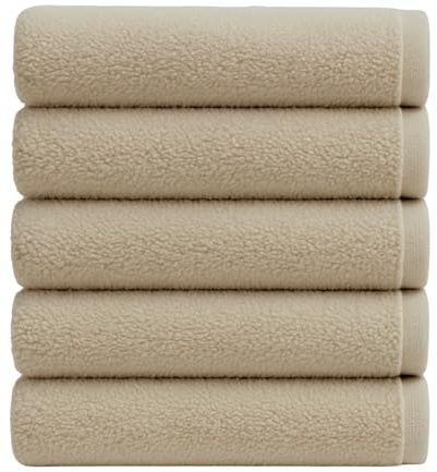 ATEN Homeware 5 Piece Egyptian Cotton Face Cloths – 30 × 30 cm Premium Washcloth Set, Ultra Soft & Highly Absorbent, Quick Dry Flannels – Made in Egypt (Cafe)