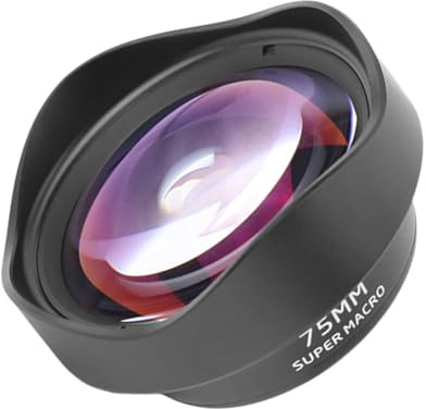 Lente macro con clip de 75 mm para teléfonos móviles, lente macro externa, aumento 10X, amplia compatibilidad para teléfono con efecto DSLR de joyería de flores