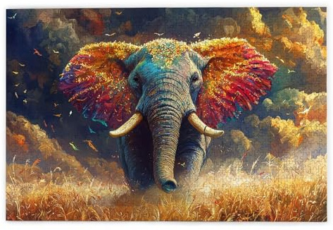 Puzzle 1500 Teile Erwachsene, Elefant Puzzle 1500 Teile mit Geschenkbox, Holzpuzzle Erwachsene mit Naturholz, Geschenke für Frauen, Geschenke für Männer, Groß Holzpuzzle für Wanddeko Wohnzimmer, J-3