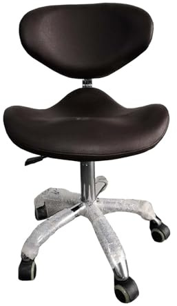 FXLUHAY Sattelhocker auf Rädern mit Rückenlehne, Hochleistungs-Medizinhocker, 45~57 cm hydraulischer Sattelstuhl for Dentaltattoos(Black)