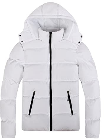 Genérico Anorak Hombre Impermeable, Plumas Hombre Invierno, con Capucha Talla Grande con Cremallera con Bolsillos Chaqueta Plumas Color Sólido Holgados Moda Abrigo Adecuado para Clima Frío